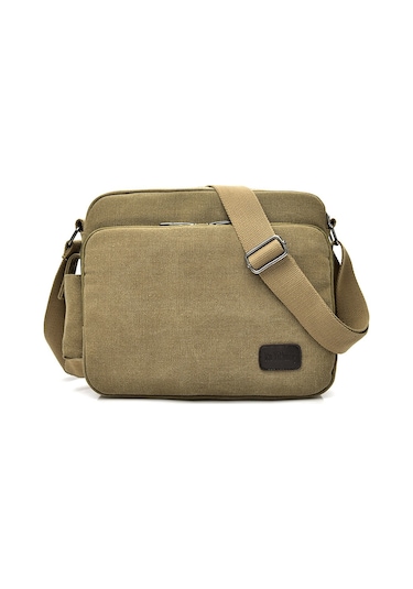 Moda Kanvas Çok Bölmeli Postacı Omuz Çantası D6661 Haki