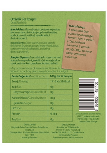 Vegan Omletlik Toz Karışım 5 10 G