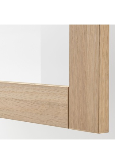 Raf Ünitesi, Ağartılmış Meşe Görünümlü-beyaz Meşe Görünümlü-şeffaf Cam, 60x40x38 Cm, Sındvık Beyaz