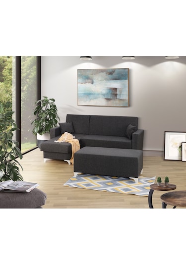 Azra Yatak Köşe Koltuk Takımı Sandıklı Tam Ortopedik + Puf 155 x 220 CM