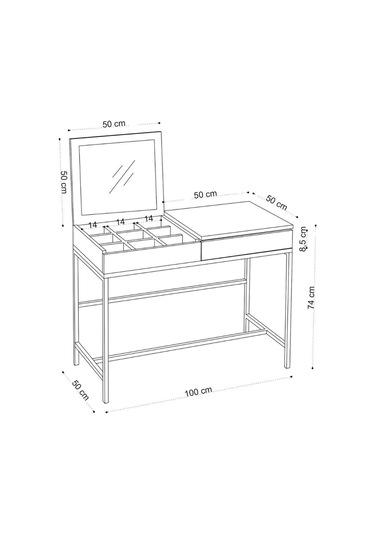 Decormet Linda Makyaj Masası Carrara Marble Mermer - Gri