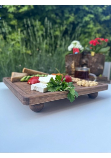 Doğal Ahşap Sunumluk Standı , Ahşap Kek Standı , Ahşap Meyve Tabağı , Ayaklı Doğal Ahşap Ceviz
