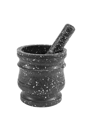 Granit Desenli Havanda Seti Taş Ot Baharat Öğütücü Katı Öğütücü Siyah