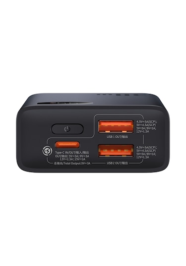 Baseus Adaman 2 Overseas 30 W Dijital Ekranlı Powerbank Siyah