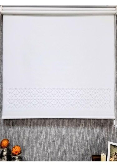 Bbb Çift Mekanizmalı Keten Lazer Kesim Tül Ve Stor Perde Mlt5017 Beyaz