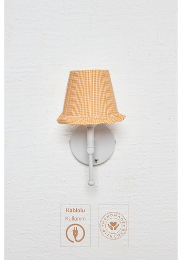Turuncu Pötikare Kablolu Duvar Aydınlatması Aplik - Alt Beyaz Turuncu
