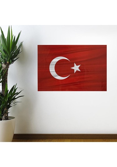 Dalgalanma Efektli Manyetik Duvar Stickerı Türk Bayrağı 71 X 47cm Çok Renkli