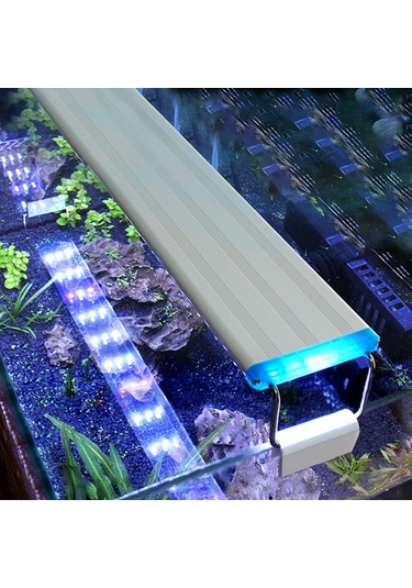 Vkemall 58cm Genişletilebilir Akvaryum Led Işığı - Mavi Beyaz Işık, Deniz Ve Tatlı Su Bitkileri, Mercan Ve Balık Üretimi İçin - Xxl Boyut, Avrupa Standartı