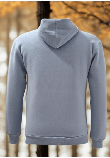 Feydi Unisex İçi Polarlı Kapüşonlu Sweatshirt Dream Baskılı Açık Mavi