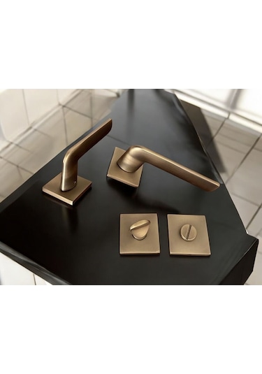Cloud Gate Mat Antik Sarı Kare Rozetli Wc Banyo Oda Kapı Kolu 1 Takım