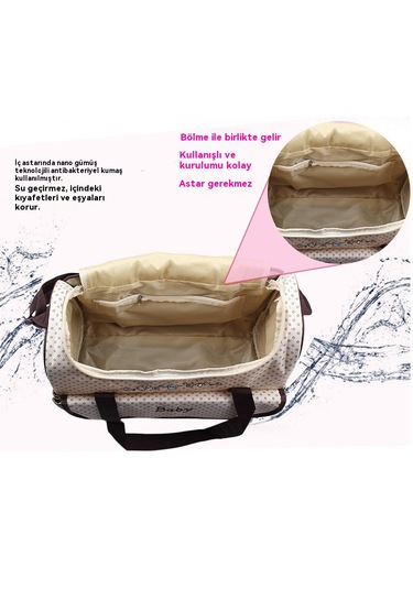 Çok Fonksiyonlu Şık Anne Çantası - Pembe 1001 Pembe