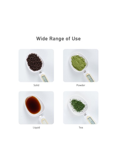 Geeksen Beyaz Dijital Kaşık Terazi, Lcd Ekranlı, 500g/0.1g Hassasiyet, Ağırlık Kilitleme, Birim Dönüştürme, Kafe/mama/pastane İçin, Dahili Pil Beyaz