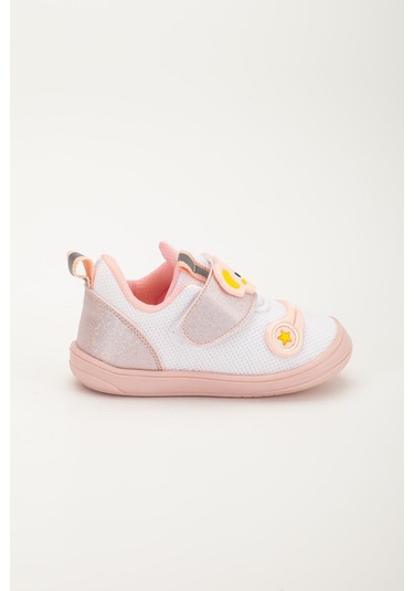 Şirinbebe Ortopedik Kız Bebek İlkadım Ayakkabı Beyaz Cırtlı Anorak-4054 Beyaz