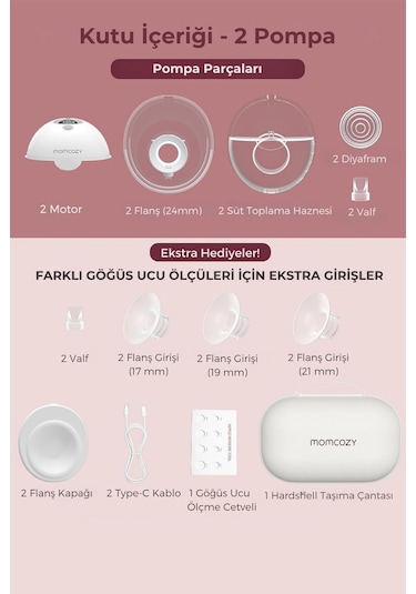 Momcozy M5 Kablosuz Göğüs Pompası (Çiftli)