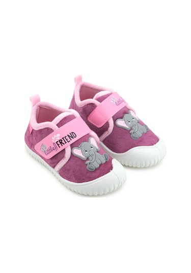 Gezer Kız Çocuk Kışlık Tek Cırt Cırtlı Ayarlanabilir Rahat Taban Ev, Bahçe, Okul, Kreş Panduf Ayakka Mor