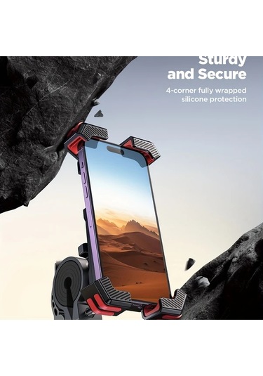Xuweiwei Red Bisiklet Telefon Tutucu Anti Titreşim 4.7-7.0" Telefonlar İçin Motor Ve Dağ Bisikleti Aksesuarı İphone 16 Pro Max/15/14/13/12