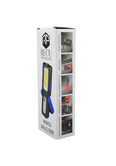 420 Lümen Mıknatıslı Şarjlı Profesyonel Çok Amaçlı Led Tamir Çalışma El Aydınlatma Feneri Siyah - Mavi