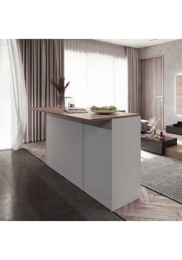 Aietes Mutfak Adası Alt Modül 150 Cm Beyaz -tezgah Dahil Beyaz