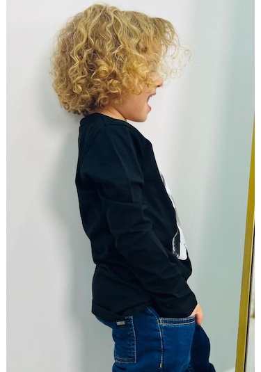 Breeze Erkek Çocuk Uzun Kollu Tişört Atatürk Baskılı 5-14 Yaş, Siyah Siyah