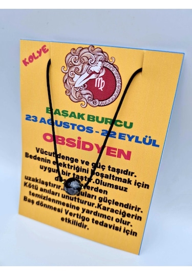 Sertifikalı Başak Burcu Obsidyen Taşı Doğal Taş Kolye Çok REnkli
