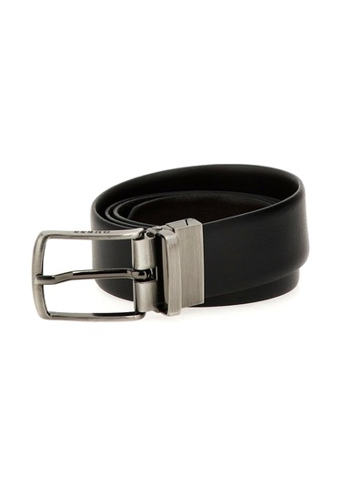 Guess Erkek Siyah/kahverengi Algarve Çift Yönlü Deri Kemer Siyah/kahverengi