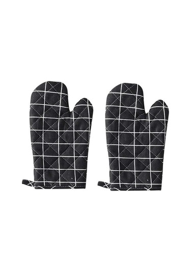 Pazly 200 C Isıya Dayanıklı Kaymaz Mutfak Eldiveni Seti - 2 Adet Siyah Siyah