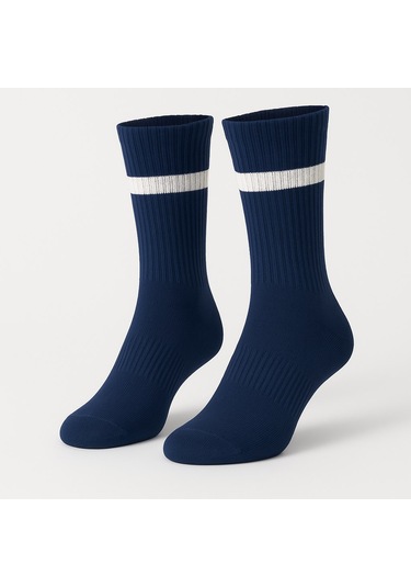 Erkek Lacivert Soket Çorap 2 Li Set Çizgili Pamuklu Spor Ve Günlük Kullanım Plus Scorpion Lacivert