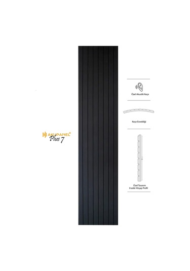 Akupanel Plus7 60 245 Cm Siyah Akustik Duvar Paneli Siyah