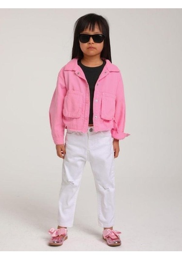 Kız Bebek Pamuklu İnce Dokulu Ceket-15123 Pembe