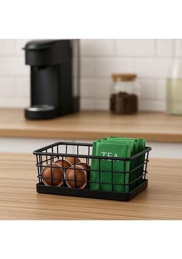 Okyanus Home Dikdörtgen Siyah Metal Organizer Sepet Mini 13,5x23 Cm Siyah