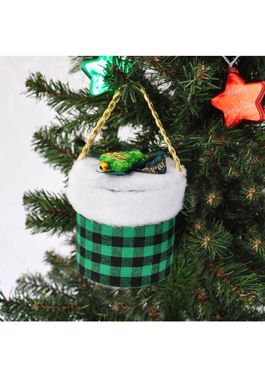 Yılbaşı Ağaç Süsü Süslü Süpriz Kutusu Silindir Modeli 12x10 Cm