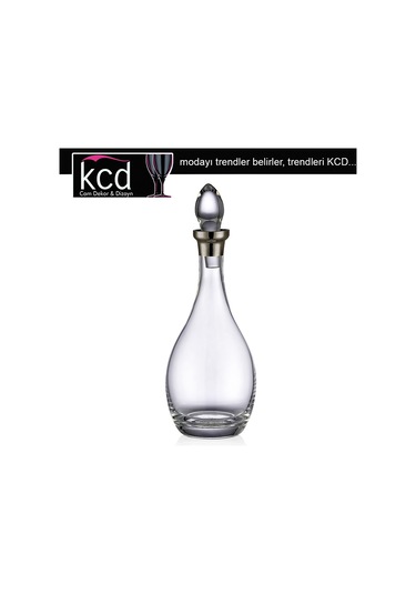 Kcd Soprano Platin Dekor Yaldızlı Desenli Kapaklı Cam Şişe Sürahi