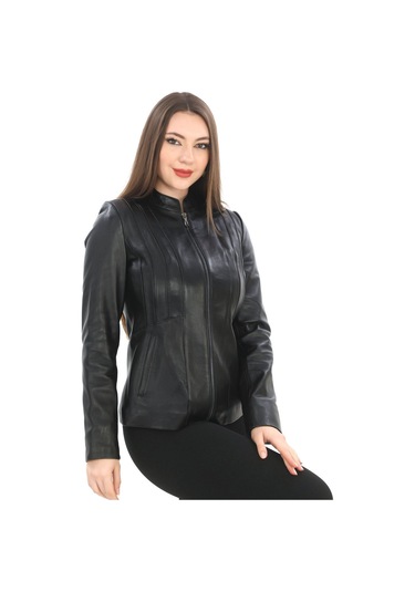 New Zaya Leather Kadın Hakiki Kuzu Deri Ceket