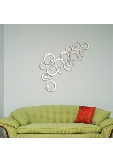 Ruicoo 24 Parça Çıkarılabilir Akrilik Ayna Dekor Seti - Salon Ve Yatak Odası İçin Gümüş