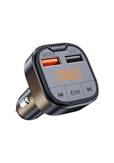 Honeybeeshop 1 Adet Standart Araba Kablosuz Oynatıcı Eller Serbest Telefon Fm Verici Ses Alıcısı Araba Şarj Cihazı