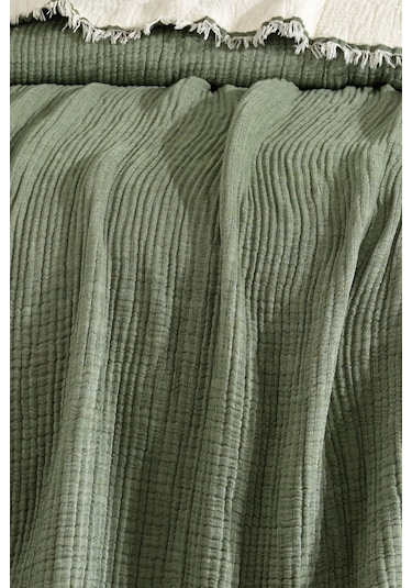 Varol 5 Katlı %100 Pamuk Müslin Yatak Örtüsü 230x240 Cm Yesıl/cıftkısılık Yeşil
