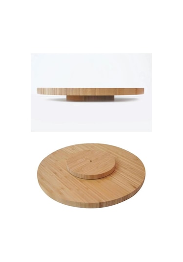 Busstier Bambu 360 Dönen Lüx Servis Ve Sunum Tabağı 30 Cm Pizza Ve Meze Tabağı Bambu