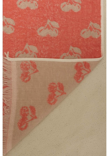 Mercan & Bej Cherry %100 Pamuklu Plaj Havlusu 70x140 Cm