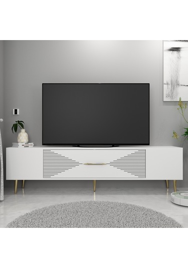 Motif Tv Sehpası Tv Ünitesi 150 Cm Beyaz Altın