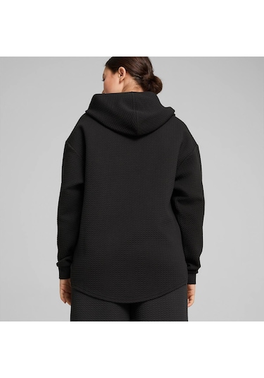 Puma Q4 Studio Textured Kadın Siyah Kapüşonlu Sweatshirt Siyah