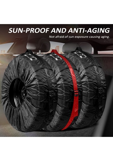 Dianziye Araba Rehber Lastik Koruması - 190t Poliester, Su Geçirmez, 19-23 İnç 80cm Çap , Kırmızı, Tekli Paket