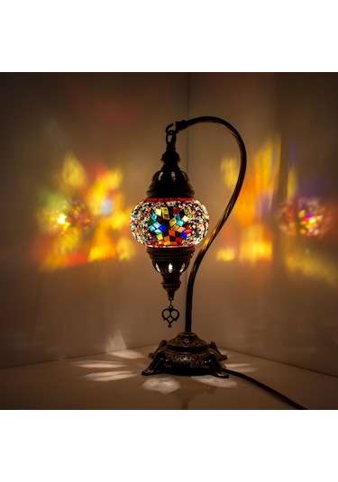 Dekoratif MOZAİK MASA LAMBASI KUĞU BOYUNU KÜÇÜK BOY