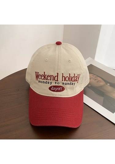 Clothing Finds Çok Yönlü Vintage Renk Bloklu Beyzbol Şapkası Hfwaz0 Kırmızı