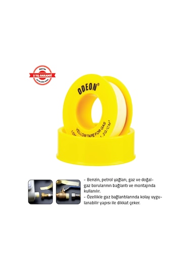 Tomax Odeon Doğalgaz Teflon Bant 10 Mt 0,1 X 12 Mm 10 Adet