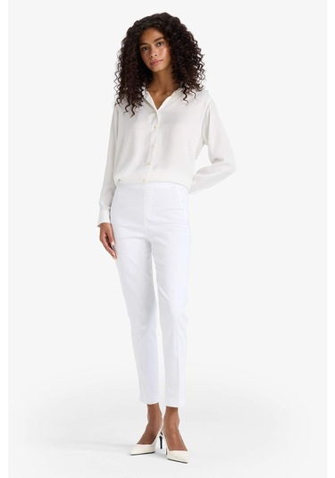 DeFacto Sigaret Saten Kumaş Pantolon Normal Bel Basic Düz Beli Lastikli Düz Paça J8743AZ25SMWT34