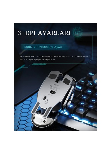 Monozone Mekanik Metal Mouse Kablosuz Böcek Tasarım 1600 DPI Mouse
