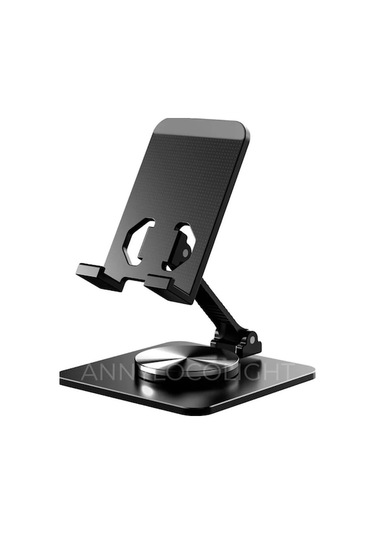 360 Dönebilen Katlanabilir Metal Telefon & Tablet Standı - Gri Siyah Siyah
