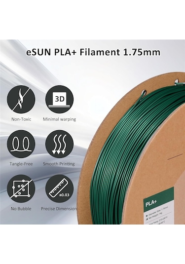 Esun Çam Yeşili Pla+ Filament 1.75mm 1 Kg Plus - Urhanshop Yetkili Satış