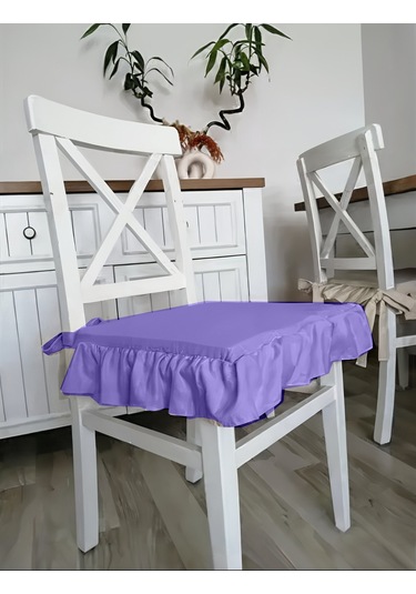 Fırfırlı Sıvı & Leke Itici Iskandinav Sandalye Minderi Lila Mor Diğer