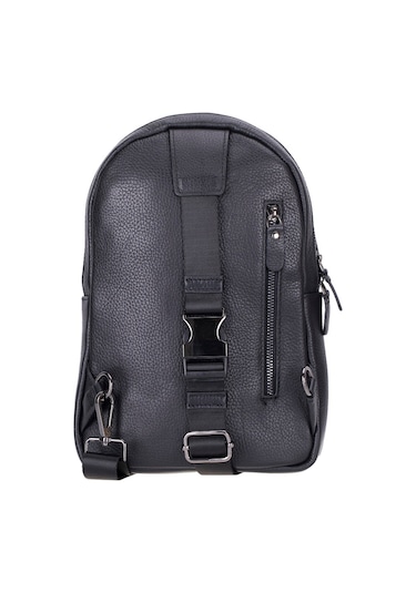 Bloominbag Blake Black Luxe Deri Çapraz Unisex Sırt Çantası Siyah